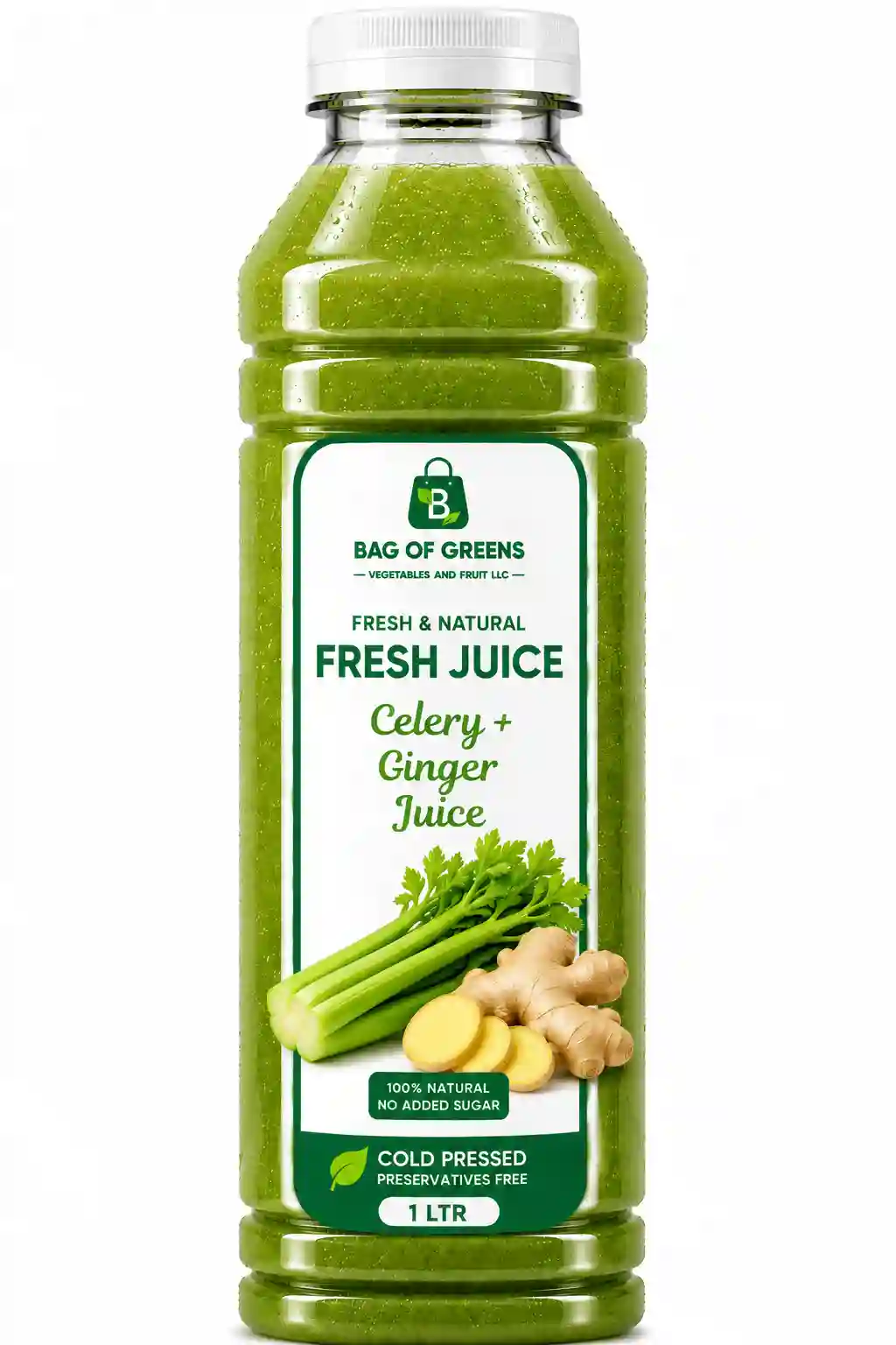 Fresh Celery, Ginger Juice - Bag of Green