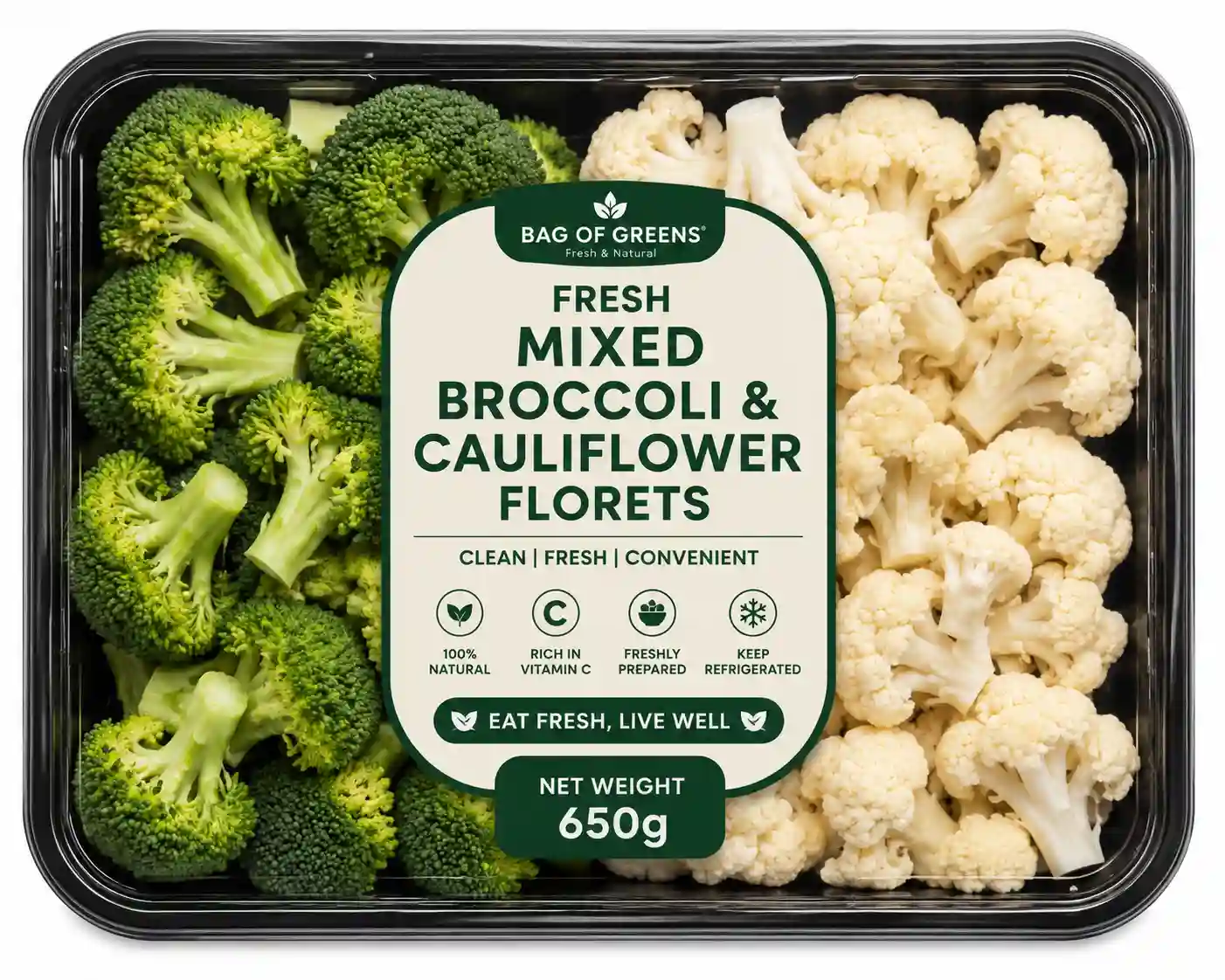 Mixed Broccoli & Cauliflower Florets - Bag of Green