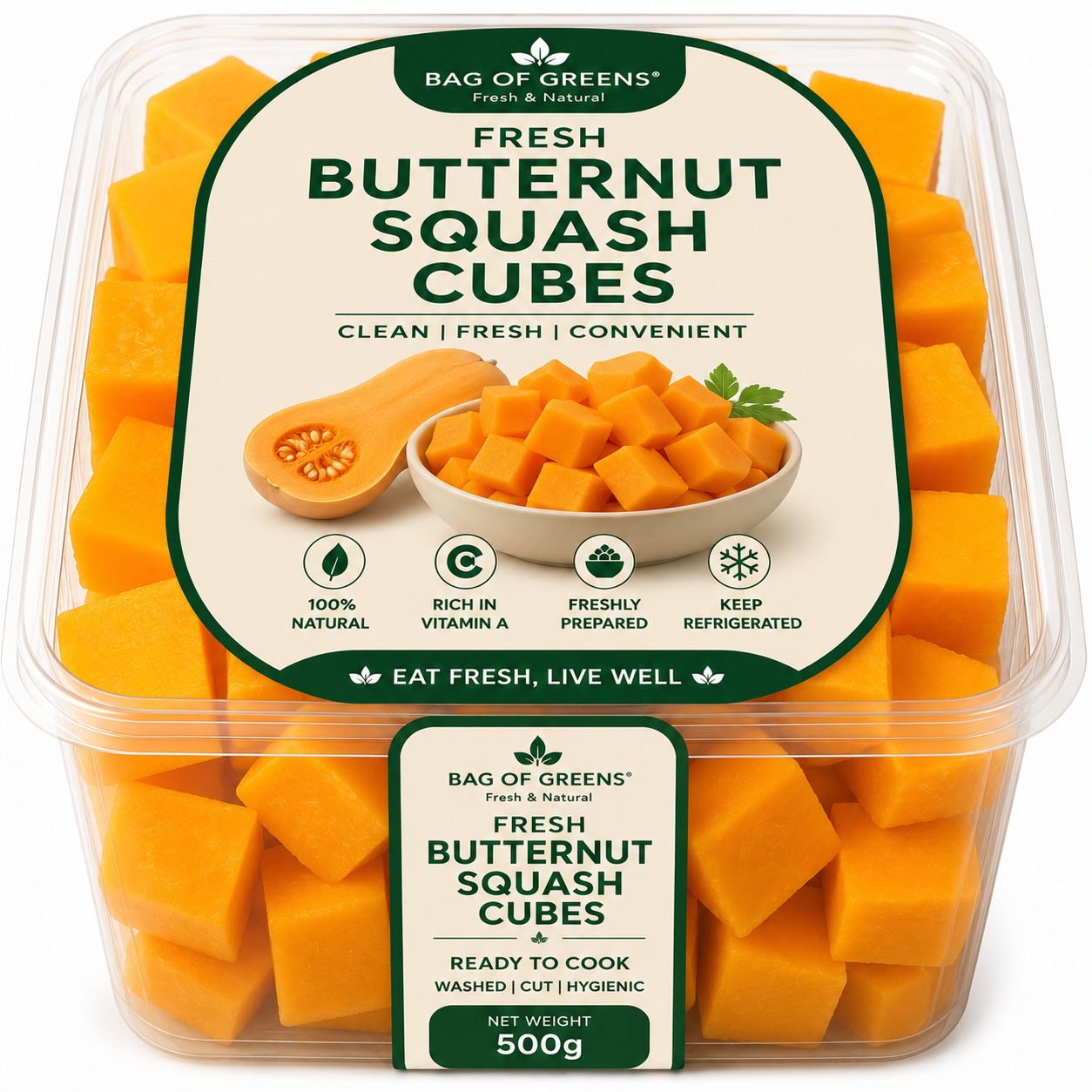 Butternut squash cubes - Bag of Green