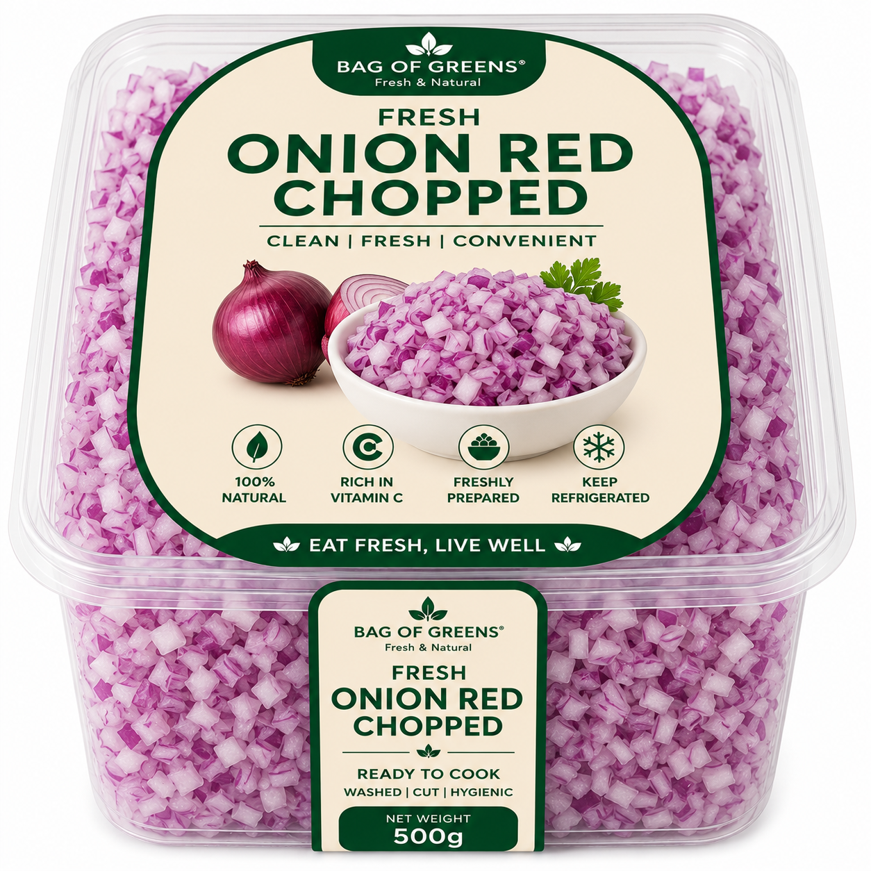 Onion Red Chopped - Bag of Green