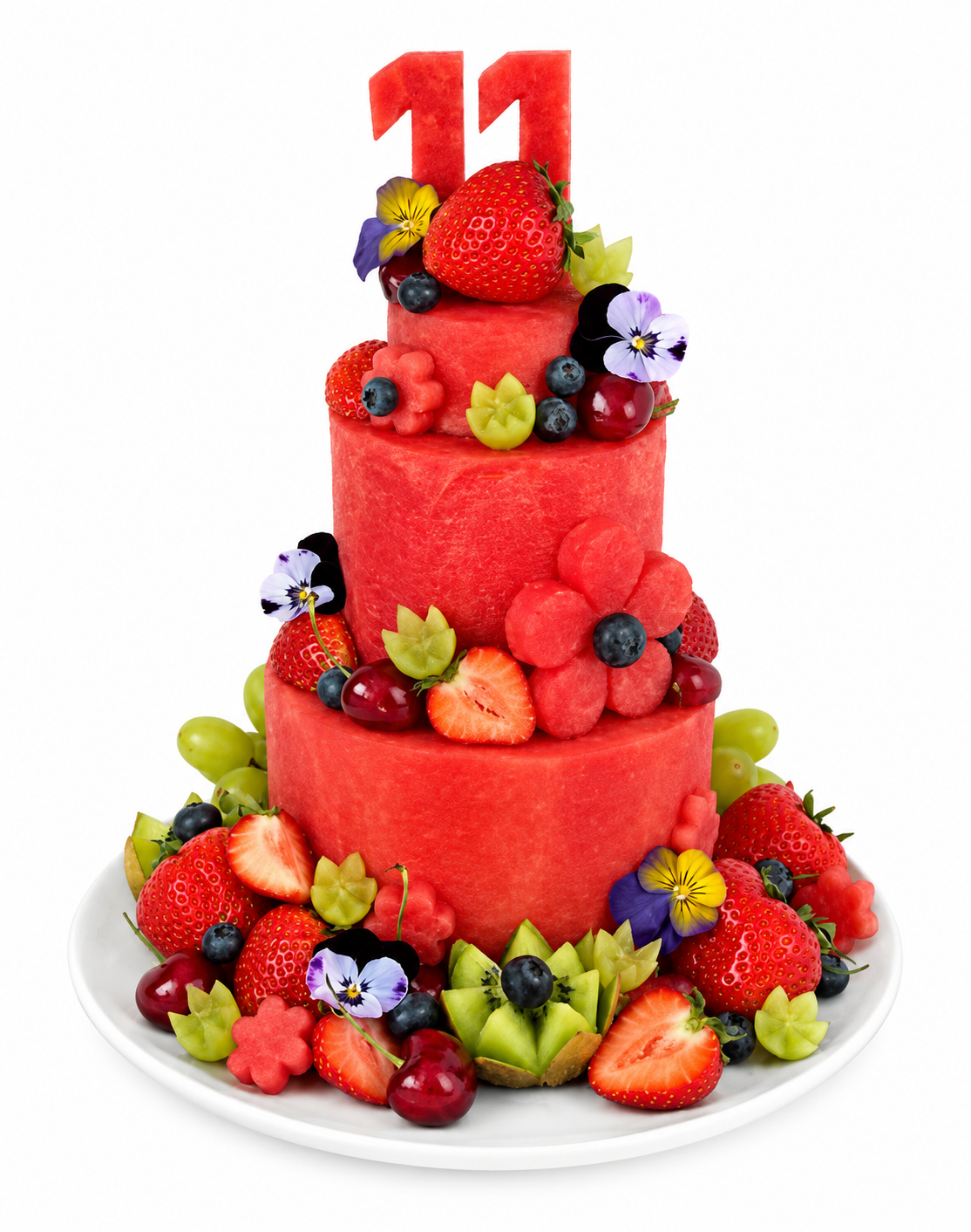 Watermelon Fruit Tower (Double Tier) - Bag of Green