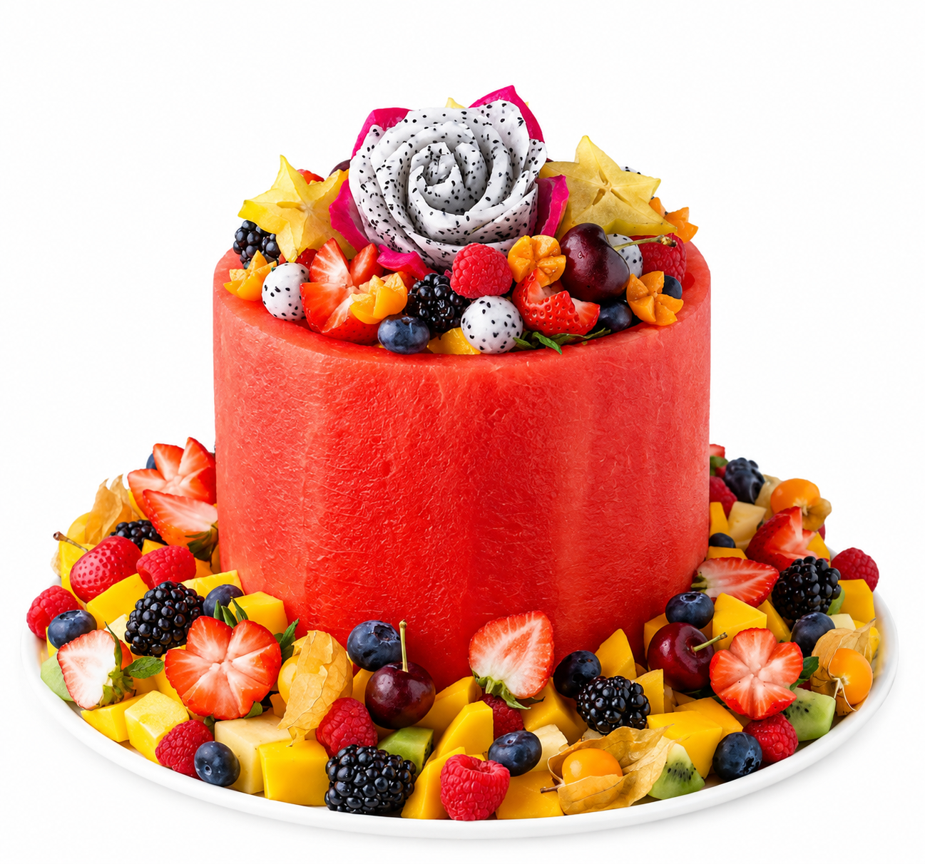 Watermelon Barrel Premium Fruit Cake Platter - Bag of Green