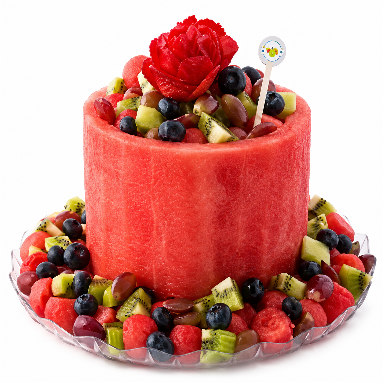 1 Tier Rose Watermelon Cake - Bag of Green