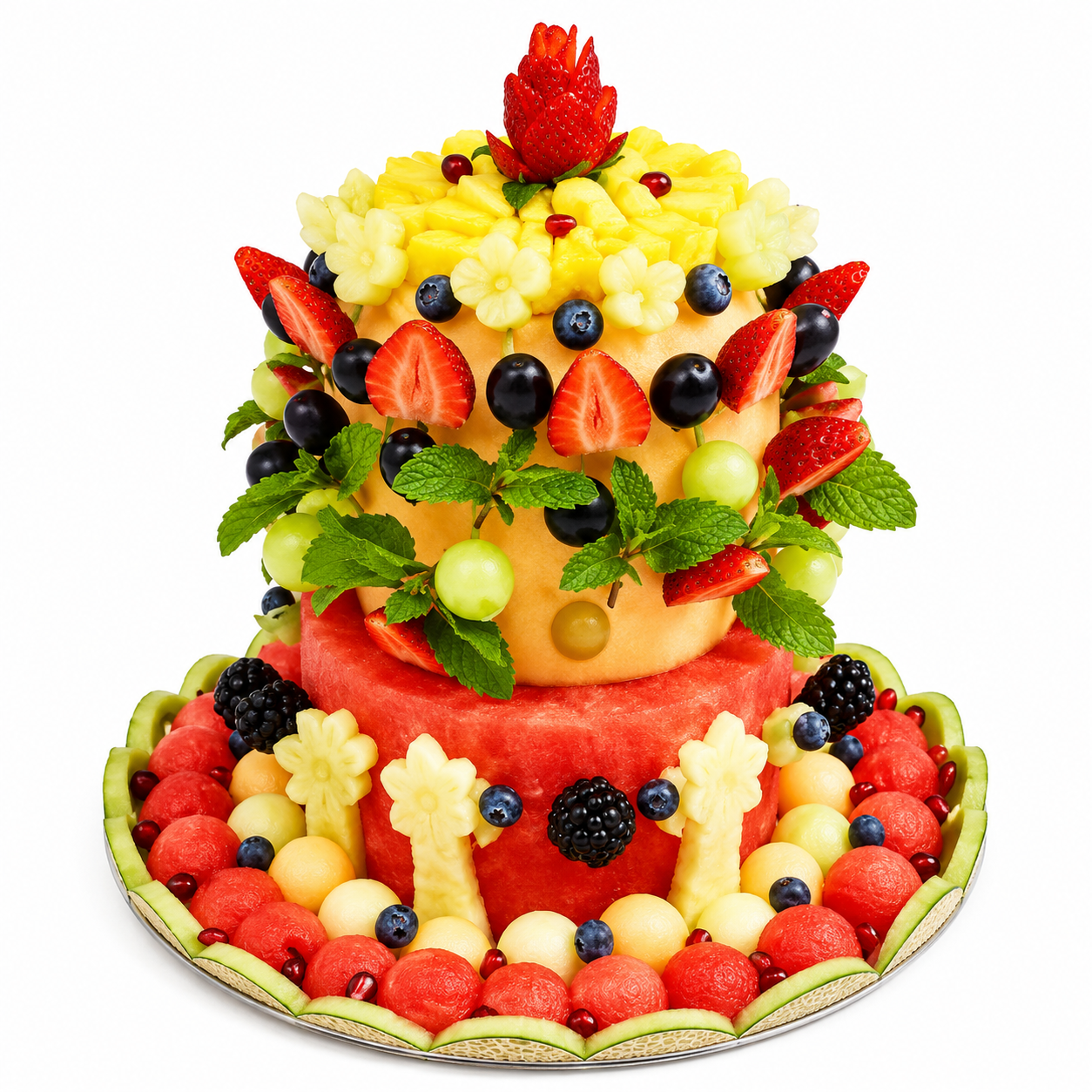 2 Tier Tower Melon Cake - Bag of Green