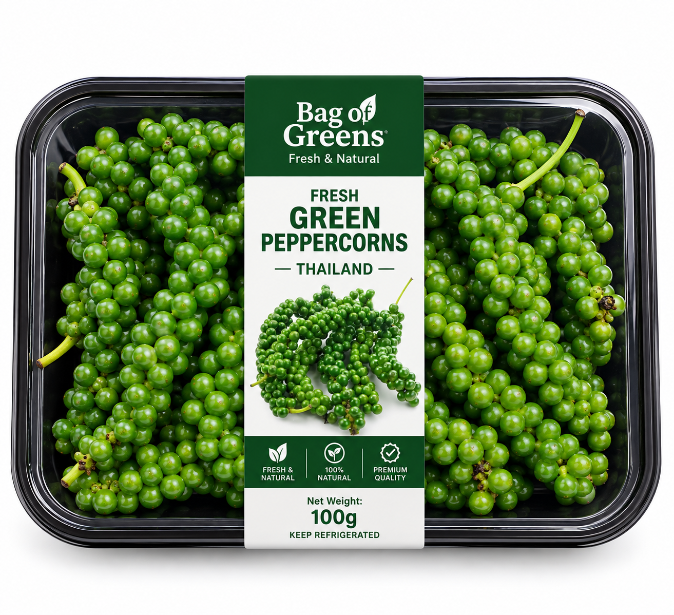 Fresh Green Peppercorns Thailand - Bag of Green