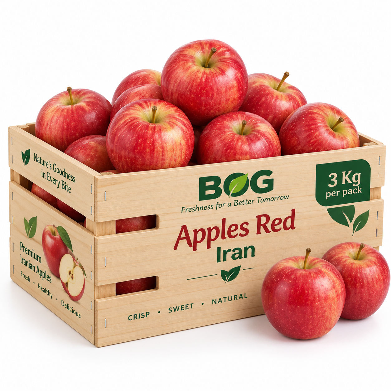 Apples Red Iran in a Box - Bag of Green