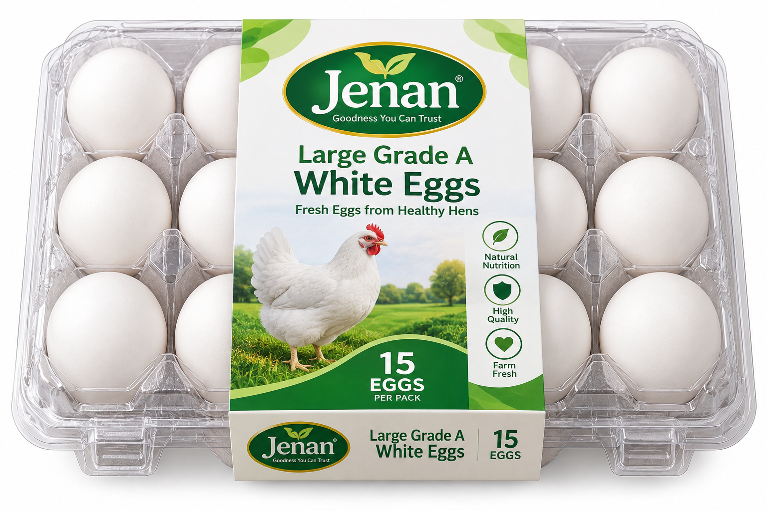 Jenan Large Grade A White Eggs - Bag of Green