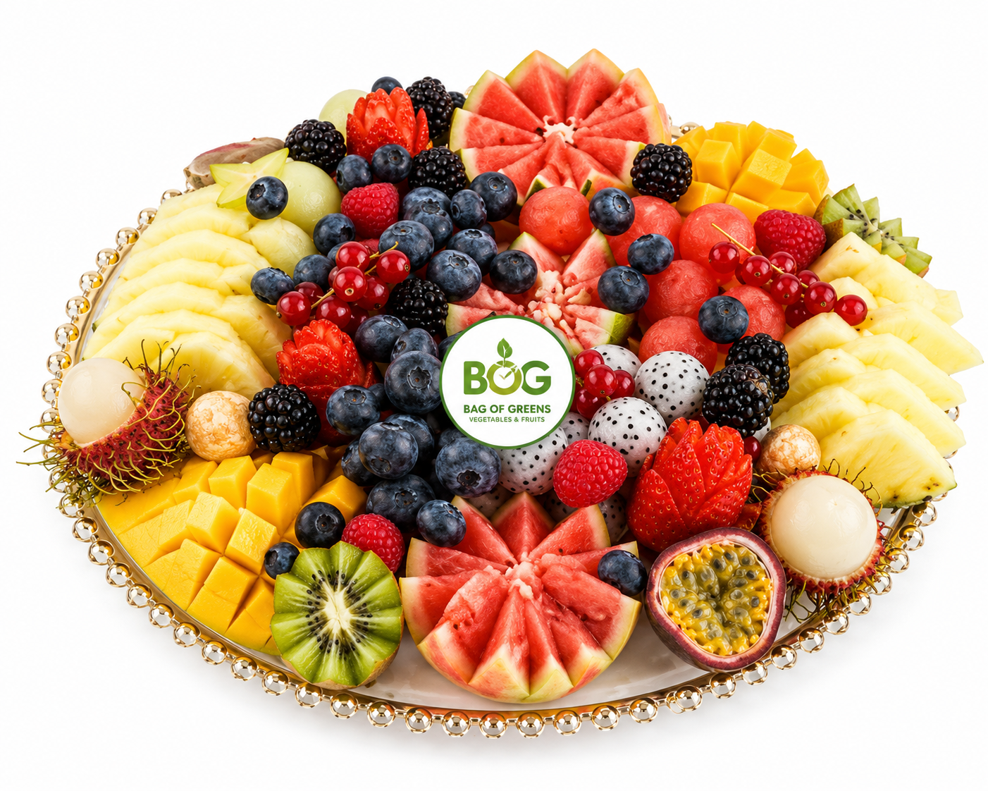 Fresh Mixed Fruits in Gold Plate 2 kg per pack