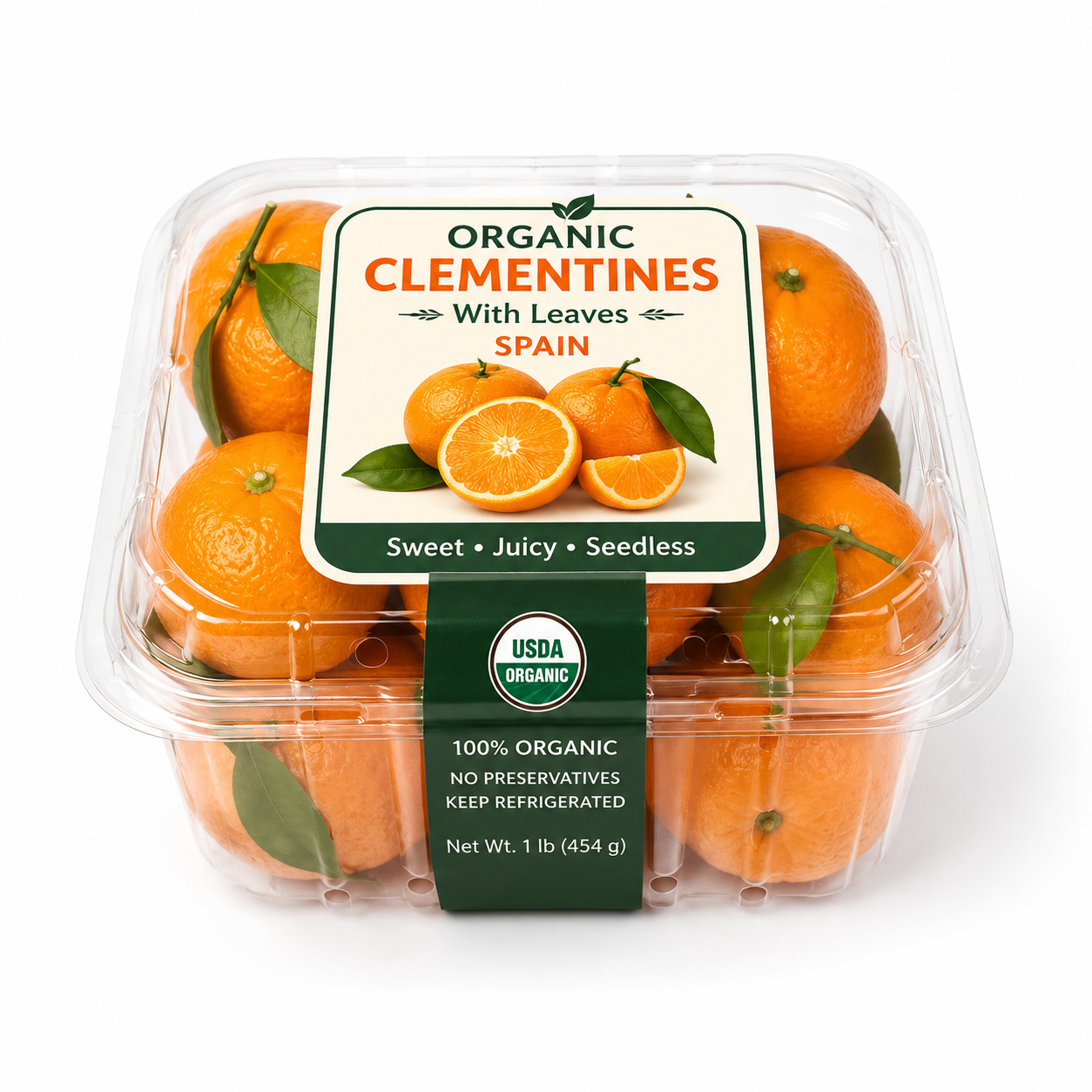 Organic Clementines with Leaves Spain